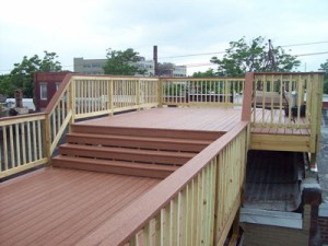 Finished multi-level roof deck.